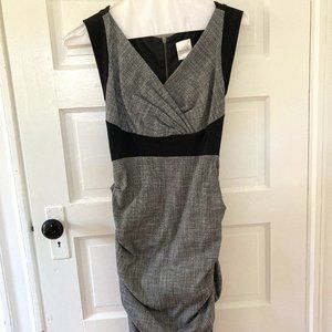Nicole Miller Black and Gray Ruched Dress
